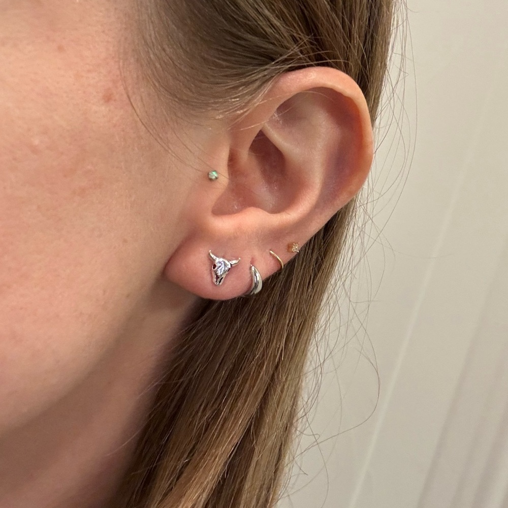 Bull Head Sterling Silver Earrings